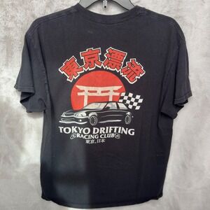 Y2K Tokyo Drift Racing Club Graphic T-Shirt Black Mens Large Streetwear
